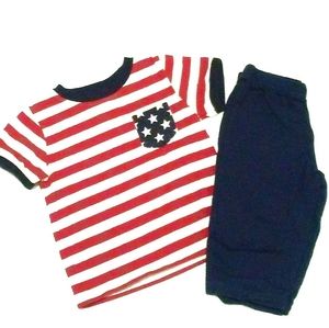 Free with Any Purchase- Boys Red White Blue Short Sleeve Pants Outfit 3-6 Months